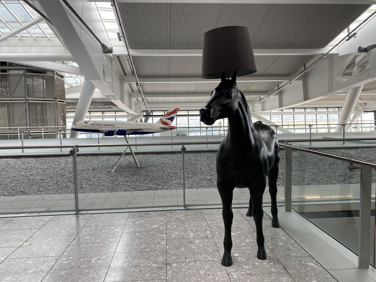 CorewireLtd's tweet photo. #FridayPhoto - Going to be seeing this fantastic “lamp” outside the BA lounge at Heathrow Airport a lot more as travel restrictions ease off. #Travel #Weldclad #Forgeweld #Corewire https://t.co/rfTpozwcDr