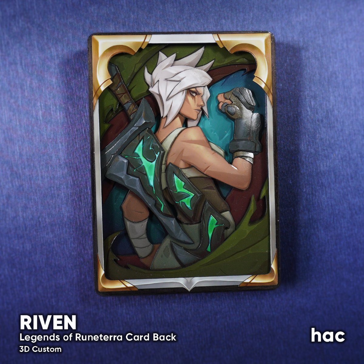 HAC_custom's tweet photo. ๐ค RIVEN ๐ค
Legends of Runeterra Card Back | 3D Custom
#HACcustom #LegendsofRuneterra #LegendsofRuneterraDecks #LORDeck #LOLFanArt #LOLSkin #RiotGames #Worlds2021 #LeagueOfLegends #Yone #Yasuo #LeagueOfLegendsFanArt #LeagueOfLegendsCosplay #Riven #Ionia #Yone #Yasuo https://t.co/WFsbe1n2Zw