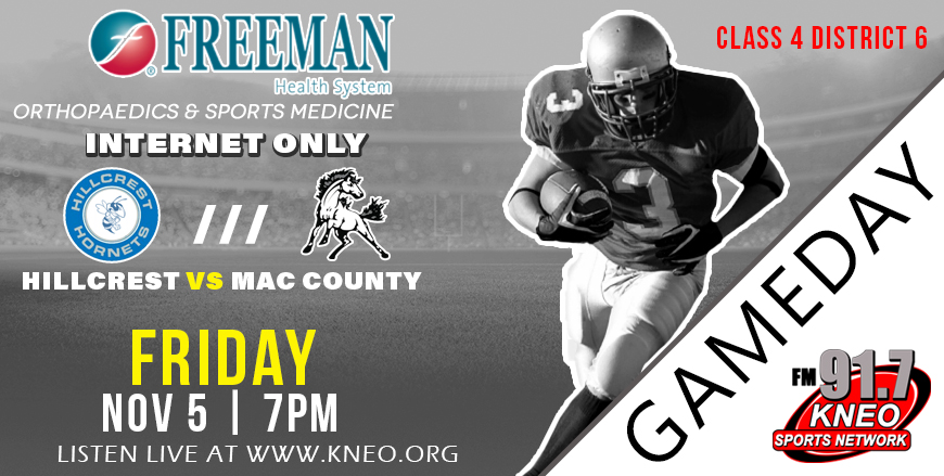 kneo917sports's tweet photo. Class 4 District 6 semifinal as #2 McDonald County hosts #6 Hillcrest. Watch the game live at https://t.co/SVOT3Q0uGx. (MSHSAA charges $10 to watch stream.) Free audio at https://t.co/SVOT3Q0uGx. Kickoff set for 7 PM. @MC__athletics @MCHSMustangsFB https://t.co/tnyR0Waarv