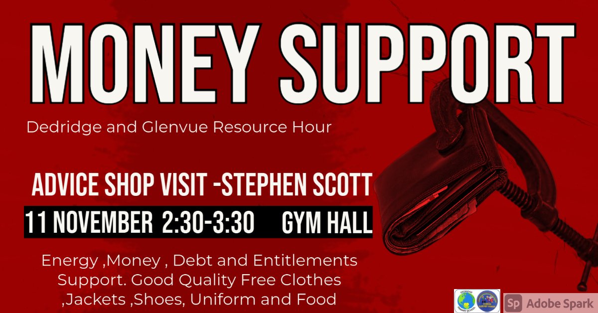 Money Support Event  and Advice Shop Visit at our Resource Hour as part of Talk Money Week . All Welcome. For further support or questions go to the DPS Support Hub .  thinglink.com/scene/14110462… @Dedridgeps <a href="/DedridgePC/">DedridgePC</a> #TalkMoney