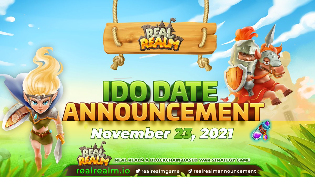 🗓 IDO Date Announcement We're so honored to announce that Real Realm #IDO will take place on Nov 2️⃣3️⃣rd, 2021. IDO platform(s) will be announced soon. Stay tuned and don't miss the chance to get on the journey with #RealRealm! 🏃‍♂️ #GameFi #nftcollector #NFT #GameNFT #NFTGame