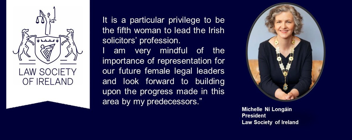 Michelle Ní Longáin has been appointed as President of the Law Society. 

Michelle, a senior partner in @ByrneWallace LLP, is the fifth woman to lead the Irish Solicitors' profession. 

Read about her priorities here: ow.ly/BrFj30rZw3n