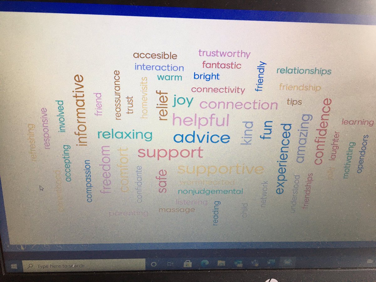 The lovely words families used to describe home visiting programmes! (research presented Susan Brocklesby at the second national meeting of the #HomeVisitingAlliance)