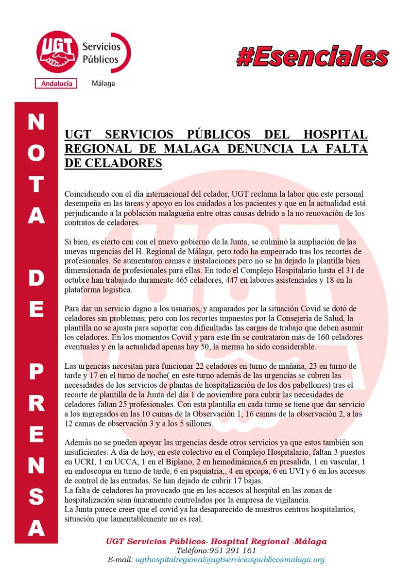 Ugt_A_Sanidad's tweet photo. Exigiendo más celadores/as en el Hospital Regional de Málaga https://t.co/13noufK9q4