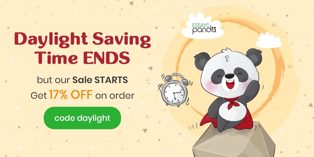 essays_panda's tweet photo. Daylight Saving Time ENDS but our #Sale STARTS!
We give 17% #OFF on order with a сode "daylight": https://t.co/T5CYeApvoo

#essayspanda #essaypay #essayhelp https://t.co/KYWMdcnZeR