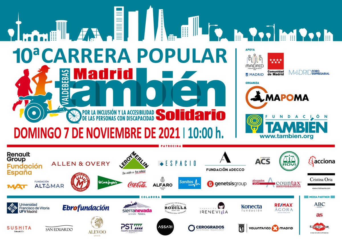 ¡¡Este domingo la gran familia Fundación También volvemos a correr!!.#fundaciontambien, #madridtambiensolidario 
tambien.org/noticias-2021/…