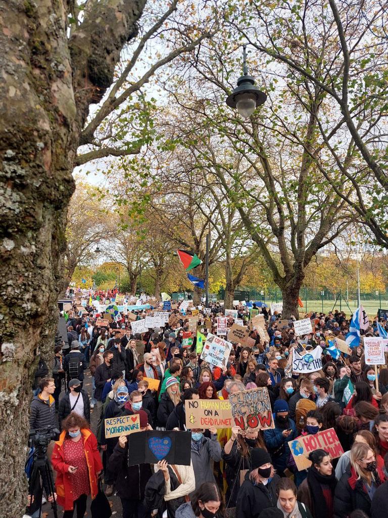 CJ_Coalition's tweet photo. Marching with @Fridays4future and all the thousands of other activists mobilising for #ClimateJustice at today's School Strike for Climate in Glasgow ✊

#DefundClimateChaos #NoMoreBlahBlahBlah #StopCambo #COP26 #COP26Glasgow #UprootTheSystem https://t.co/N1xg29itE5