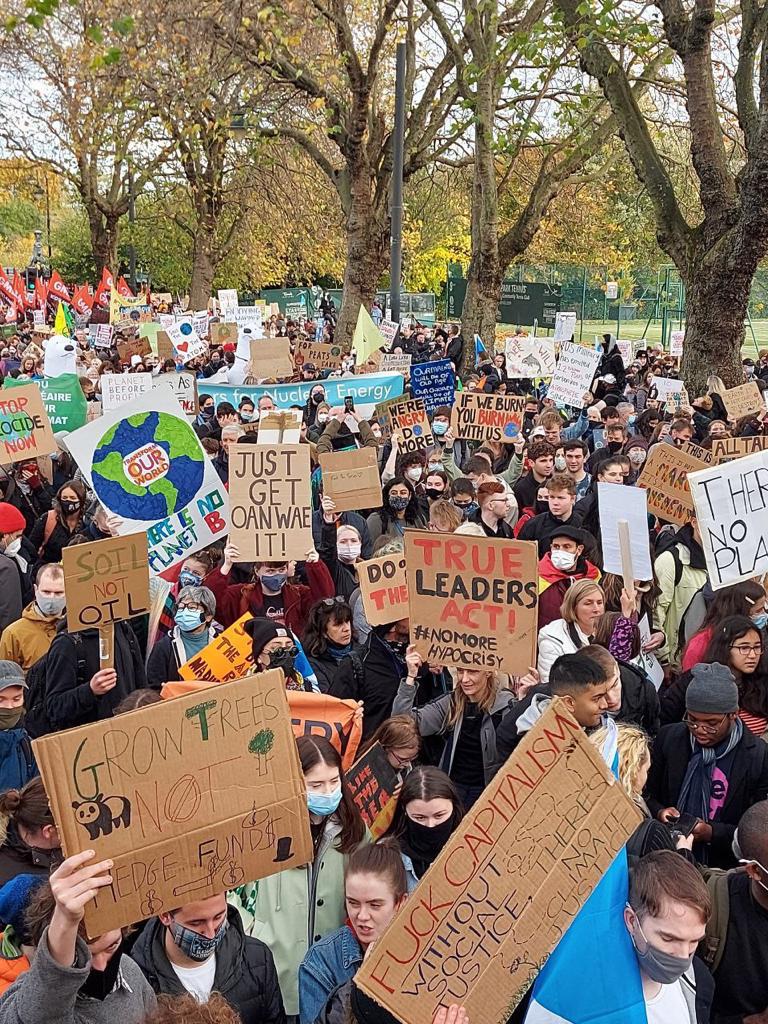 CJ_Coalition's tweet photo. Marching with @Fridays4future and all the thousands of other activists mobilising for #ClimateJustice at today's School Strike for Climate in Glasgow ✊

#DefundClimateChaos #NoMoreBlahBlahBlah #StopCambo #COP26 #COP26Glasgow #UprootTheSystem https://t.co/N1xg29itE5