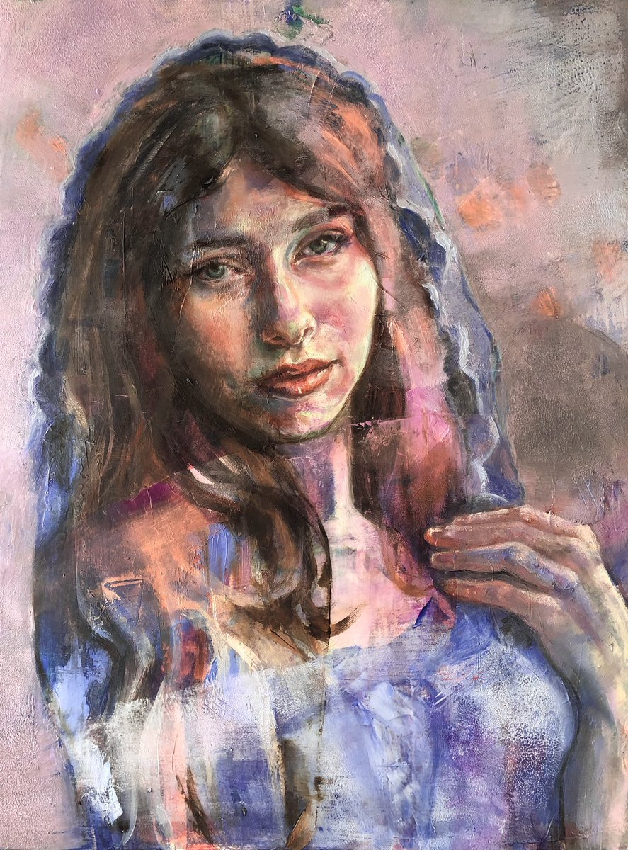 AngeJacksonArt's tweet photo. Still a #wip and drying for a bit. Surprising how cobalt violet works with orange🧡💜
 #oilpaintingtechniques #arttechniques #wip #coldwaxmedium #paintingtechniques  #portrait #oilportrait #instaart #contemporaryart #art #creative #cumbria #painting #womanartists https://t.co/1WFNtSZ0ev