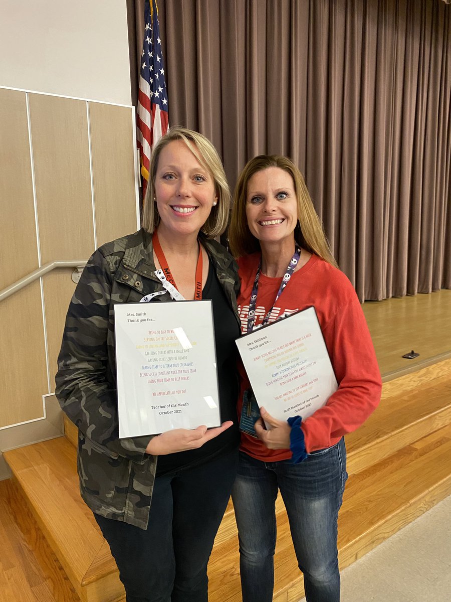 Congratulations to Lori Smith, our teacher of the month, and Desiree Skillman, our staff member of the month! We are extremely lucky to have the both of you at McCoy. Thank you for your hard and dedication! @PrincipalGuidry @MMROGERSEDU @GeorgetownISD