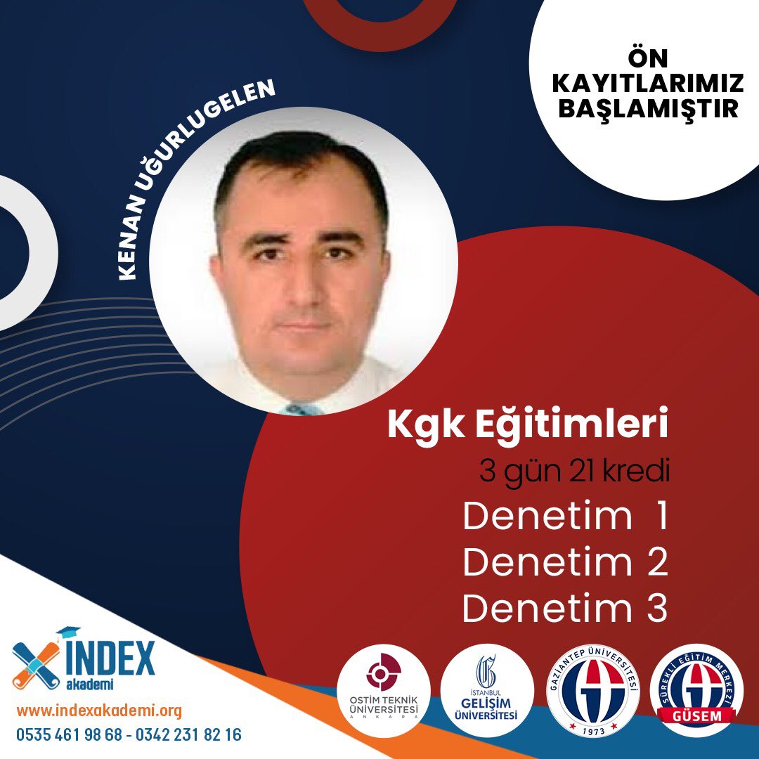 indexakademi's tweet photo. Kgk Eğitimleri
3 Gün 21 Kredi 
Denetim 1
Denetim 2 
Denetim 3

Ön Kayıtlarımız Başlamıştır. 

#indexakademi #index #akademi #eğitim #muhasebeeğitimleri #gagiad #güsem #gaziantepuniversitesi #tabiplerodası #barolarbirligi 
https://t.co/AGERB1GTom
03422318216
05354619868 https://t.co/dfSbOj9rvc