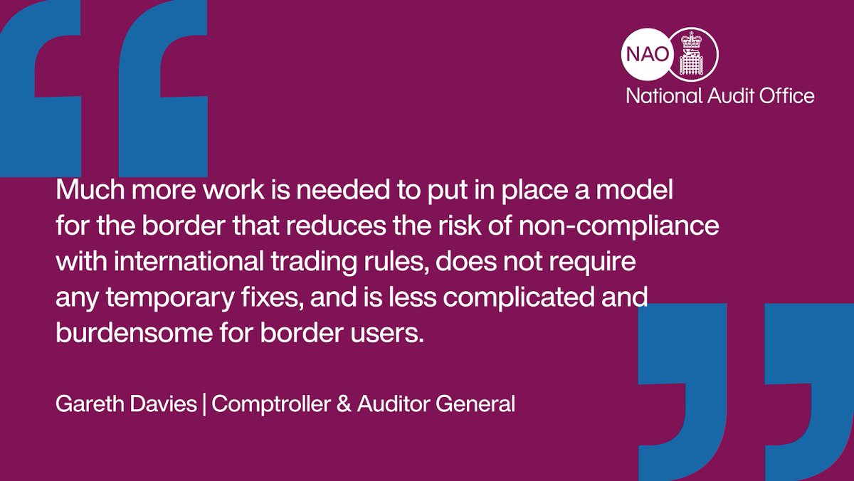 NAOorguk's tweet photo. Our new report on the UK border concludes that government should address risks relating to infrastructure and trader and haulier readiness. It should also streamline border processes and reduce the administrative burden on traders. 

Read more: https://t.co/sDWEWESl7H https://t.co/W5S3lU935G
