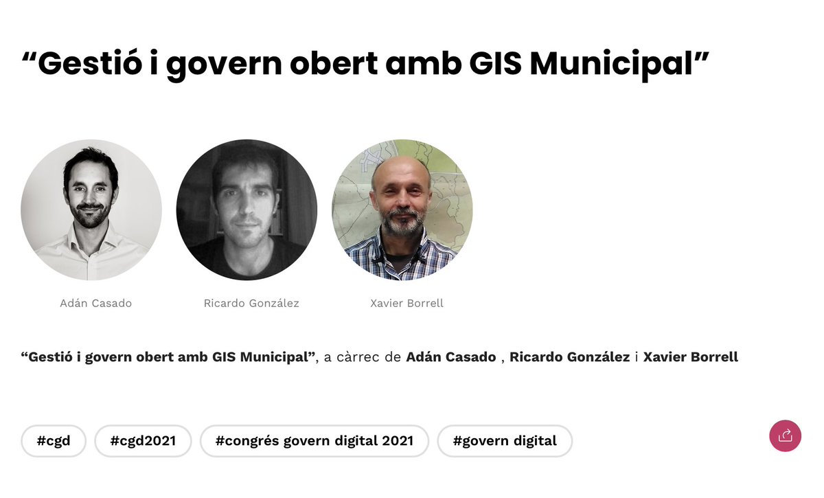 CongresGovDigit's tweet photo. 📅10/11 - PONÈNCIA #CGD2021: "Gestió i govern obert amb GIS Municipal"

⌚12.00h a 12.30h - sala terrestre 🏔️

🗣️Amb la presència de: Xavier Borrell i @rgonzalezmas de  @VallsAjuntament i @exekias17 Director de Negoci @NexusGeographic 

Inscriu-te!👉https://t.co/aw7vGnrdYS https://t.co/bFZZJhWtDC