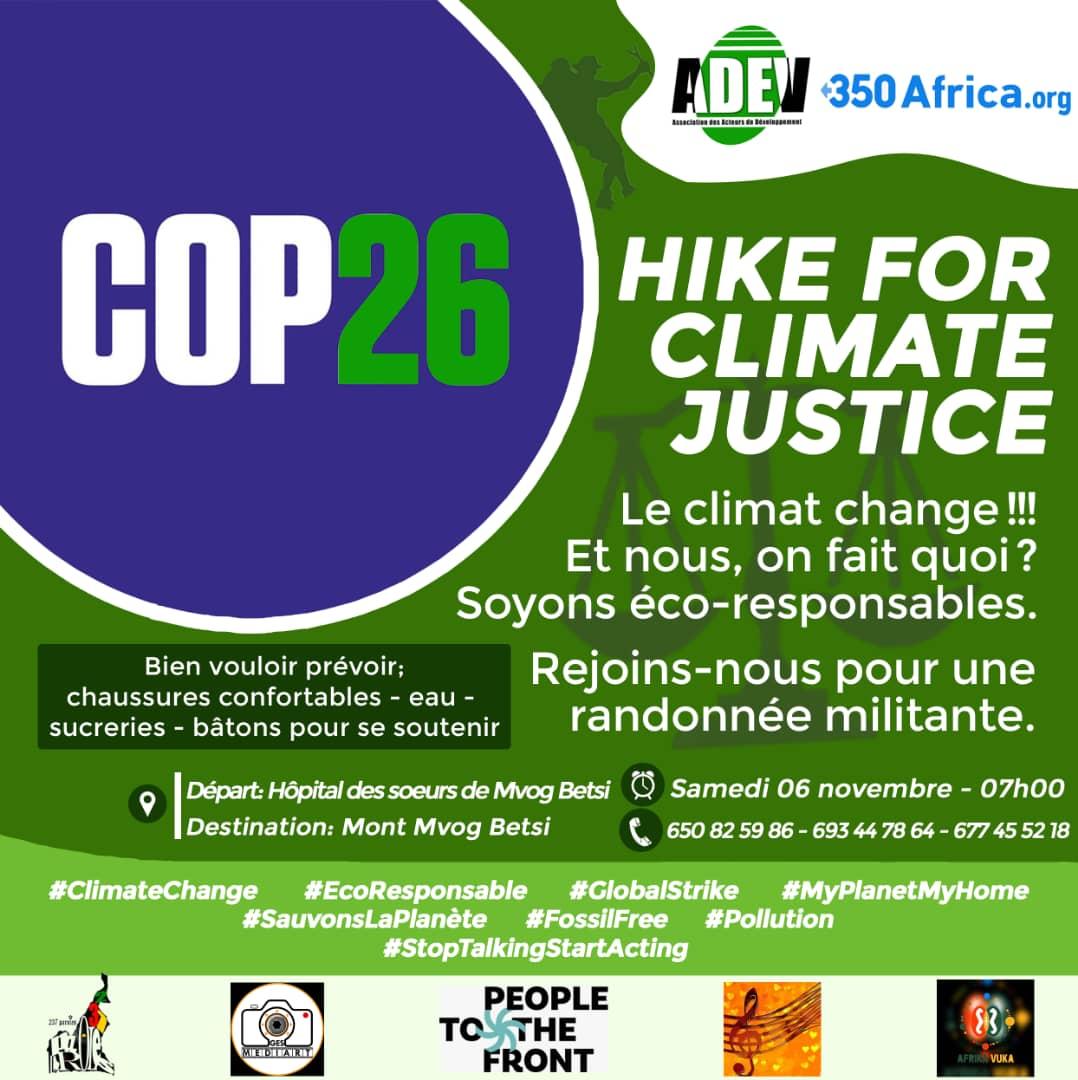 Our voices count. 
Young people are standing for climate justice. Join this <a href="/adevcmr/">ADEV</a> intiative tomorrow for a collective action. Pour le climat, agissons juste. <a href="/ChrisDennysUK/">Christian Dennys-McClure</a>
<a href="/NinaForgwe/">Nina Forgwe</a>  <a href="/jvecmr/">JVE Cameroun</a> <a href="/COP26/">COP26</a> <a href="/350Africa/">350 Africa</a> <a href="/Minepded1/">Minepded</a> #GlobalAction