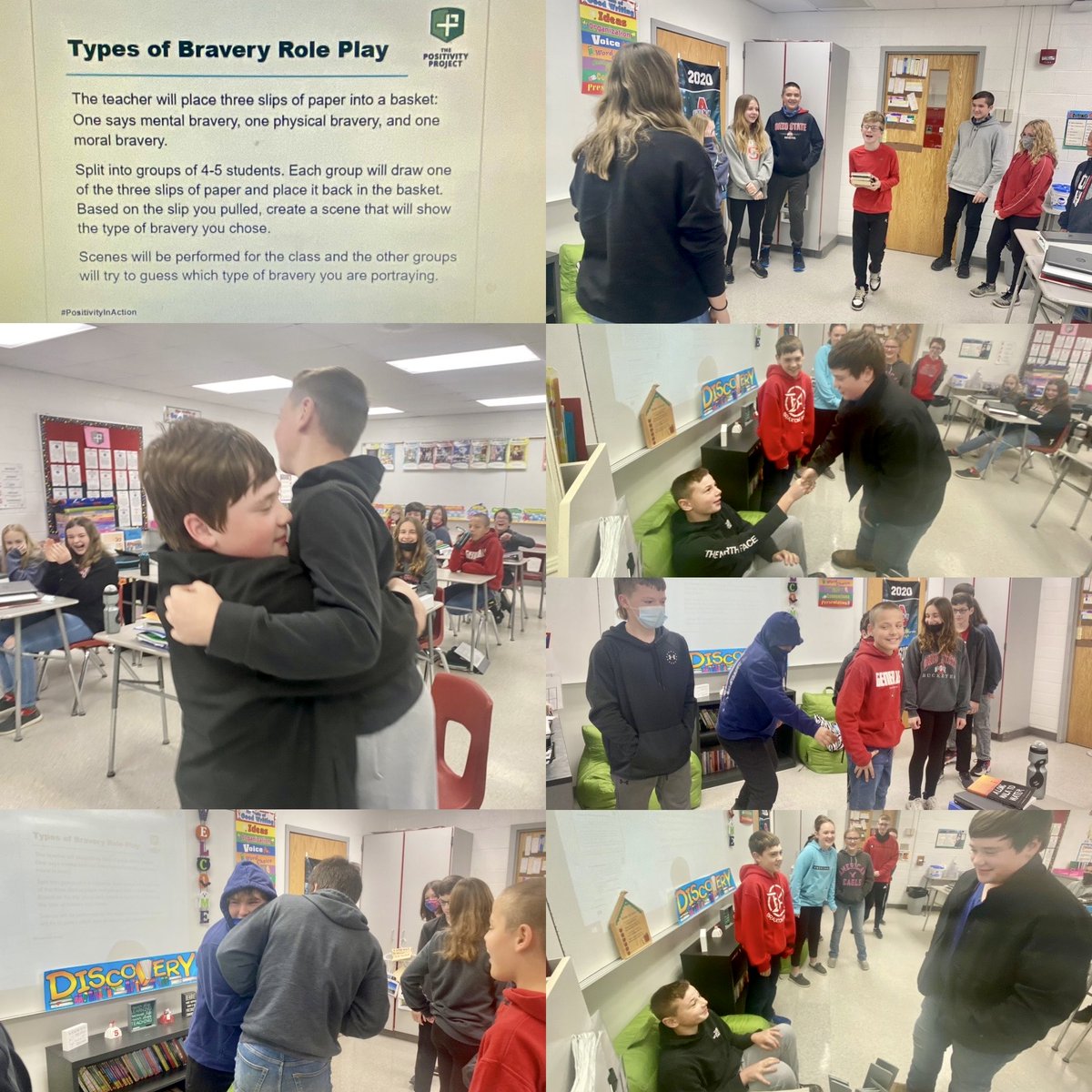 stigner71's tweet photo. My homeroom role playing moral, physical, and mental bravery during our homeroom Positively Project Lesson this morning! #P2Project #LoveTheirEnthusiasm❤️ https://t.co/4VWyGHVYk3