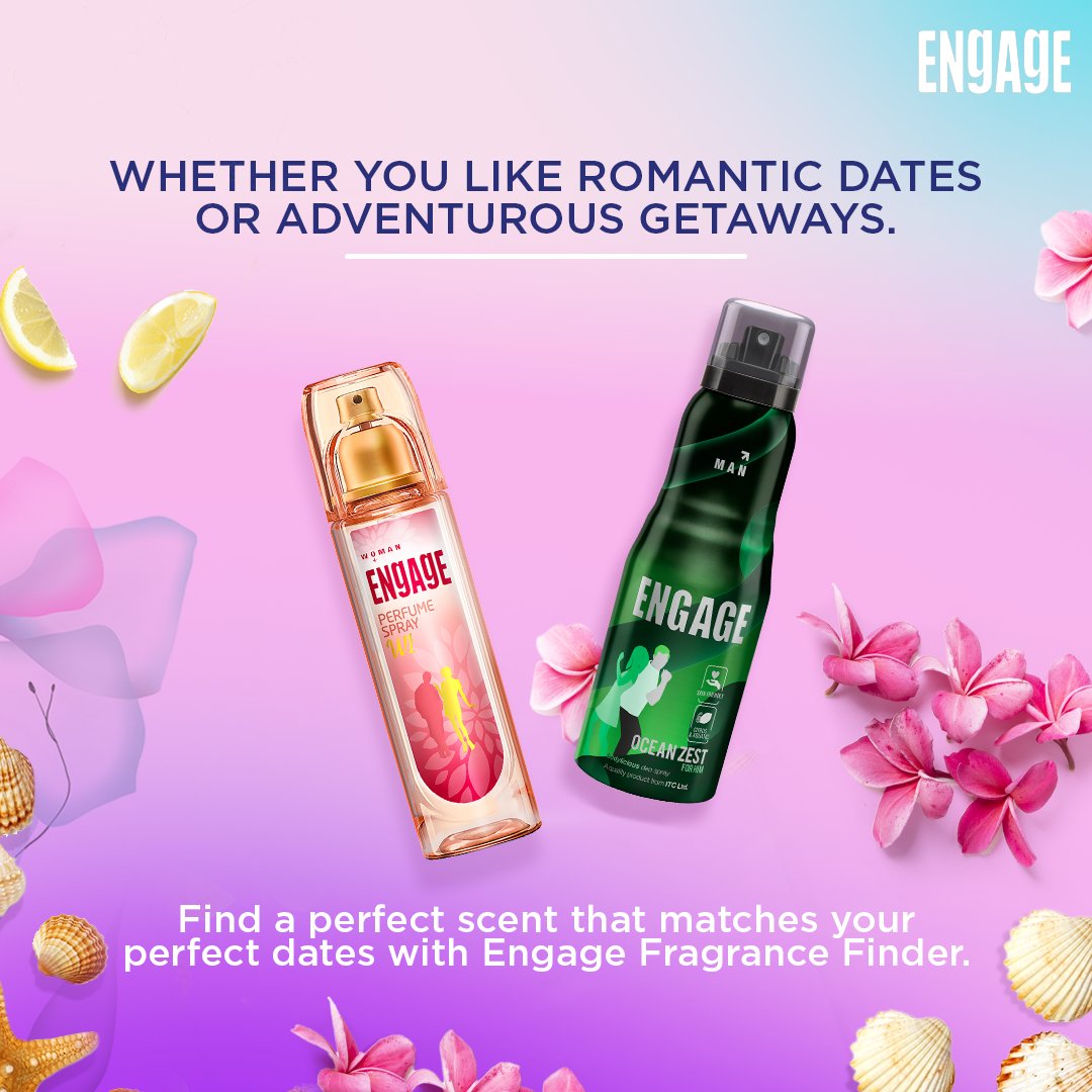EngageByITC's tweet photo. You tell us your idea of a perfect date and the Engage Fragrance Finder will help you find your ideal fragrance to keep your romance forever refreshed.

That’s our two scents on romance. 😉

#FragranceFinder #Fragrance #PefrectFragrance #Love #EngageDeo #EngageByITC https://t.co/XDGyBDLPD3