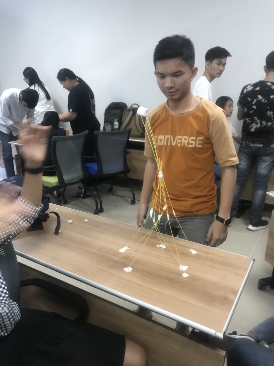 Best way to get shy teens to collaborate and low key critically think on the first day of a PBL unit? Marshmallow challenge - you will love it- followed by peer eval and journaling. L1 meets L2, and they know this classroom is different.