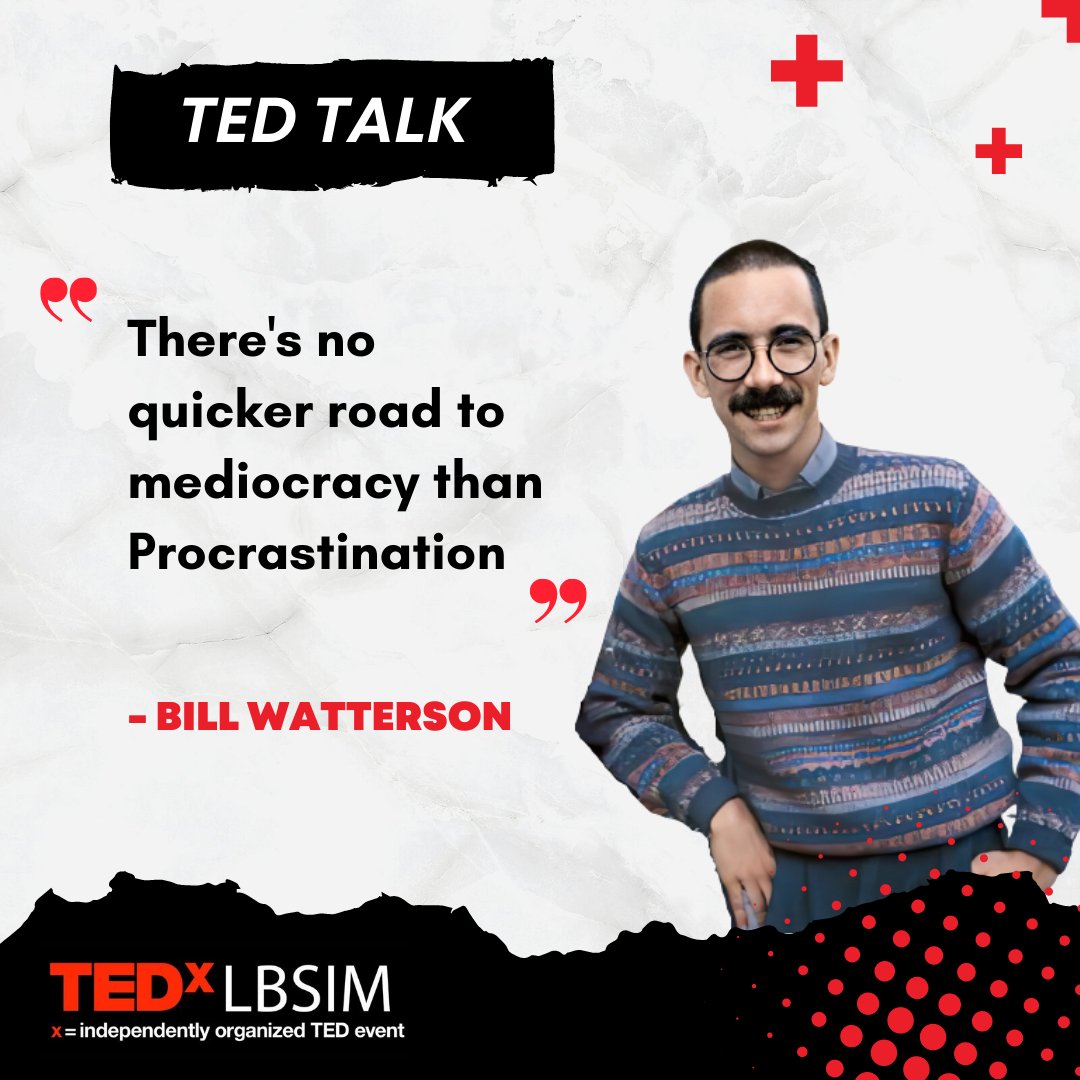TEDxLBSIM's tweet photo. "There's no quicker road to mediocracy than Procrastination"

In order to get success and laurels in life, an individual should have their eyes fixed on the goals which they strive to achieve.
.
.
.
#tedxlbsim #tedx #tedxtalks #tedtalk #ted #tedtalks #motivation #tedxindia #Viral https://t.co/VgGIjAvLfq