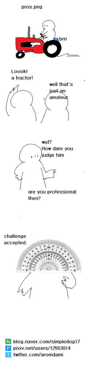 Aromdami's tweet photo. The Pros #漫画 #shortCartoon #dadJokes #protractor https://t.co/x4WSOUCPR7 https://t.co/5HQsAict6E