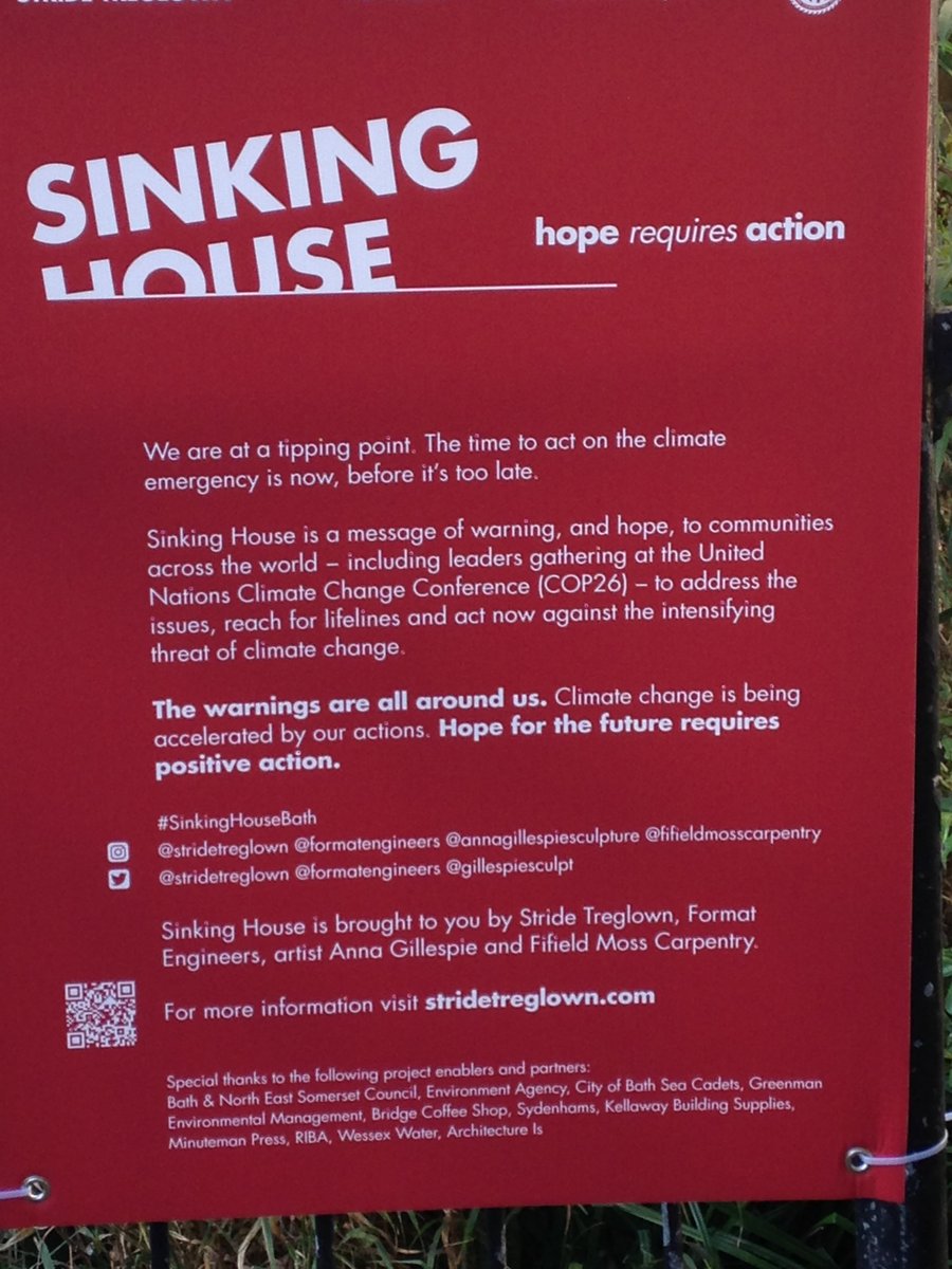 JonesDesign_UK's tweet photo. Sinking House, Bath. A powerful visual message highlighting Climate Emergency. #SinkingHouseBath https://t.co/mHNEwIY9fS