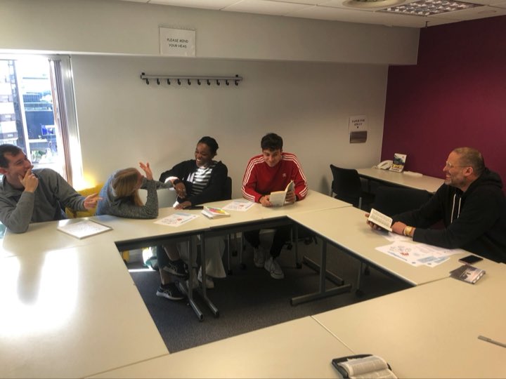 DrDanStrange's tweet photo. Completely spontaneous photo with @newcastlecu events committee this morning talking through magnetic points - an education in learning more about student beliefs in ‘manifesting’ and student fears of ‘injection spiking’ https://t.co/IGEDLBF1oH