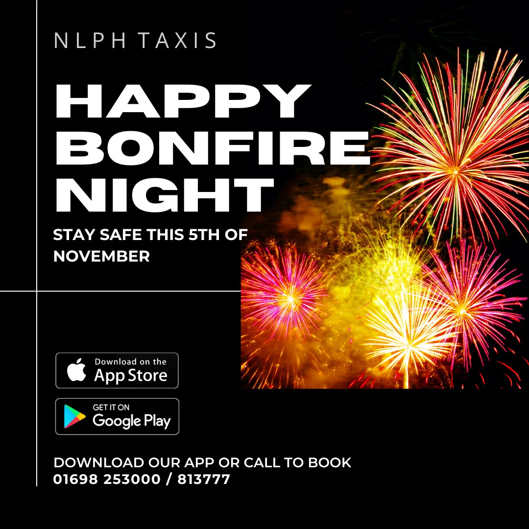 hire_north's tweet photo. Happy Bonfire Night! 🎇🎆 Stay safe this 5th of November and help out our Fire Service who are calling for people to sit this one out.

If your out and about this weekend you can book a cab in no time through our free app.

Enjoy your weekend folks! https://t.co/UKWnSULYFw