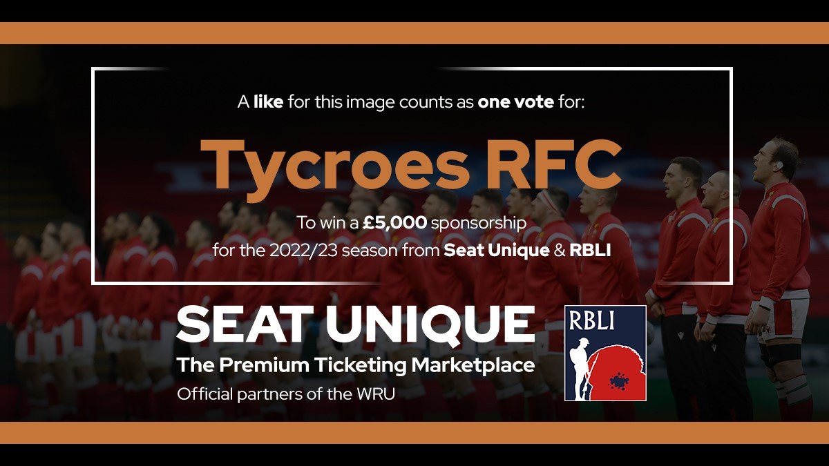 Seat Unique &amp; their affiliated charity @RBLI are offering a wonderful opportunity for one <a href="/WelshRugbyUnion/">Welsh Rugby Union 🏴󠁧󠁢󠁷󠁬󠁳󠁿</a>  Club to win a £5,000 sponsorship for the 2022/23 season.

Please 𝐥𝐢𝐤𝐞 &amp; 𝐫𝐞𝐭𝐰𝐞𝐞𝐭 this post for the club to be in with a chance of winning. 

Every vote counts!