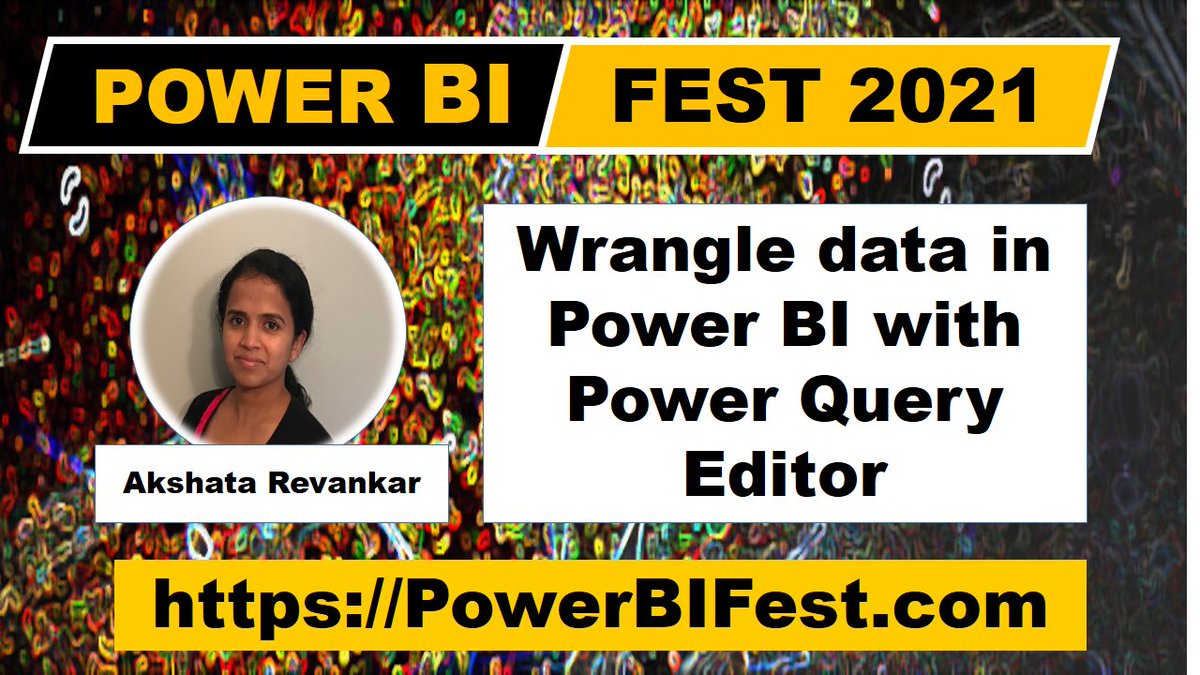 Join <a href="/ravidya_rev/">Akshata Revankar</a>  presenting
Wrangle data in #PowerBI with #PowerQuery Editor
Register Now at bit.ly/3bGDffG

This session covers an introduction to Power Query Editor and a demo on how to profile, clean, prepare &amp; enrich data in Power Query Editor and More 

#SQFamily