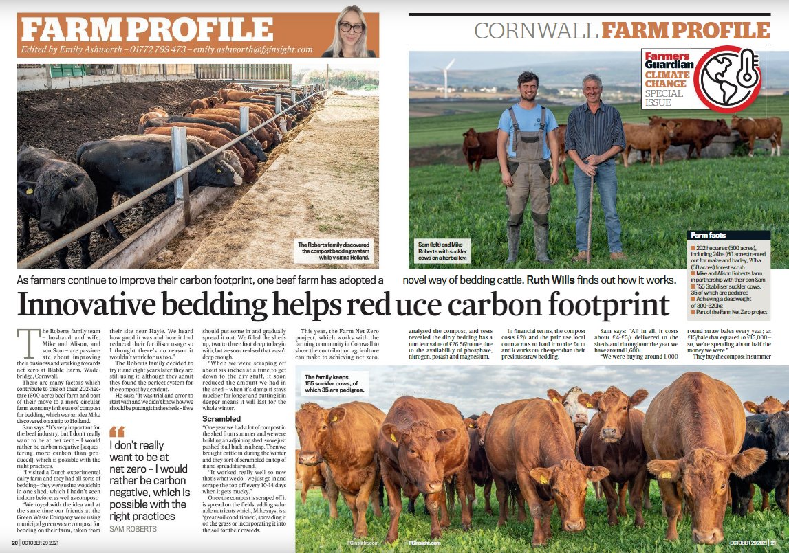 Another great #FarmNetZero article. Discover the benefits of composted bedding with Mike Roberts at Blable Farm. See pages 20 to 22 @FarmersGuardian: issuu.com/farmersguardia…