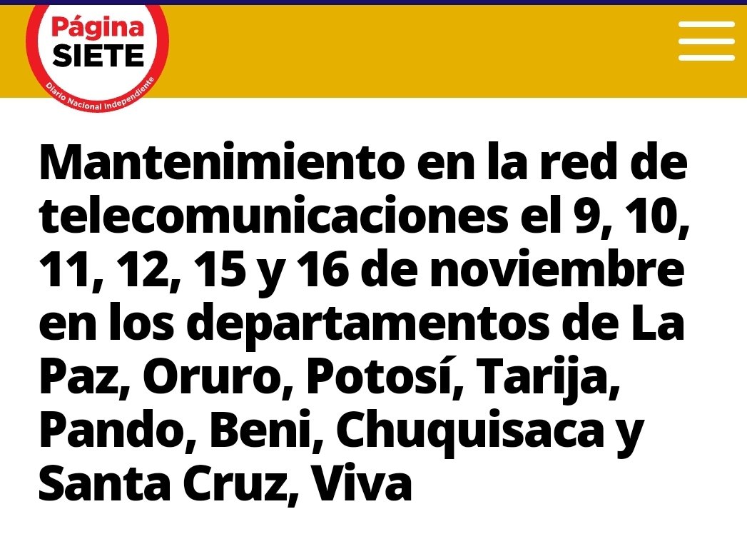 EgaliteBolivia's tweet photo. 4)Español:
Las "Fechas de mantenimiento del servicio de VIVA" coinciden con el #ParoNacional y afectaría poblaciones en #SCZ: #Chiquitos
#PuertoSuarez
#PuertoQuijarro
#SanIgnacio
#SanMiguel
#Robore
#SanMatias
#Charagua
#ElPantanal
Pero el 3 de Nov cambiaron a TODA #BOLIVIA!
⤵️⤵️ https://t.co/7deGmYOZGg