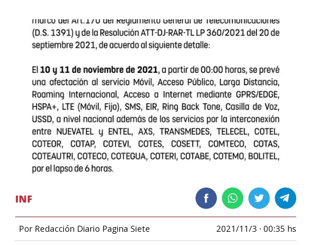 EgaliteBolivia's tweet photo. 4)Español:
Las "Fechas de mantenimiento del servicio de VIVA" coinciden con el #ParoNacional y afectaría poblaciones en #SCZ: #Chiquitos
#PuertoSuarez
#PuertoQuijarro
#SanIgnacio
#SanMiguel
#Robore
#SanMatias
#Charagua
#ElPantanal
Pero el 3 de Nov cambiaron a TODA #BOLIVIA!
⤵️⤵️ https://t.co/7deGmYOZGg