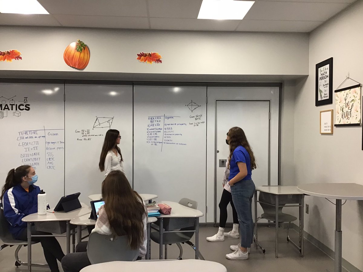 ReppinMath's tweet photo. Honors Geometry students are showing tremendous growth since the 1st day of school! So proud of these students. It’s awesome to watch them solve triangle proofs collaboratively and present them to the class. #ReverePride https://t.co/POcF4BJbj5