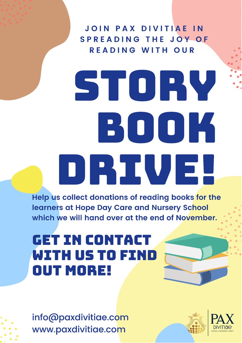 pax_divitiae's tweet image. Join Pax Divitiae in spreading the joy of reading and donate a story book to our collection drive on behalf of Hope Day Care and Nursery School in Mamelodi. 📚🤩

#paxdivitiae #getinvolved #commserve #community #communityfirst #communityengagement #teampaxdivitiae