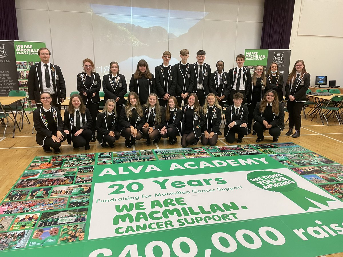 AlvaAcademy's tweet photo. Breaking news!! We could not be prouder to share our final total for @macmillancancer for this year.  £51,500.83.  Over £450,000 in 20 years!  However, this is nothing in comparison to the number of smiles brought to those who need them most not to mention memories for pupils 💚 https://t.co/EEKSKpKgfD