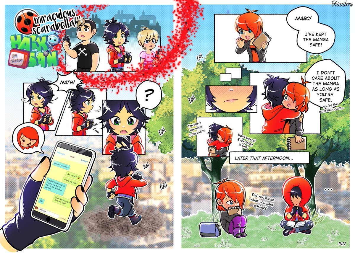 MiraculousKiwi's tweet photo. 🐞Hack-san off screen🐞
We wrote a little bonus about Nath and Marc and how they met after Scarabella saved the day.

Also we made the comic page into a webtoon version!! Please enjoy!🌈✨

webtoon version: https://t.co/mgIYFvjybk https://t.co/Z7hRTht5Xs