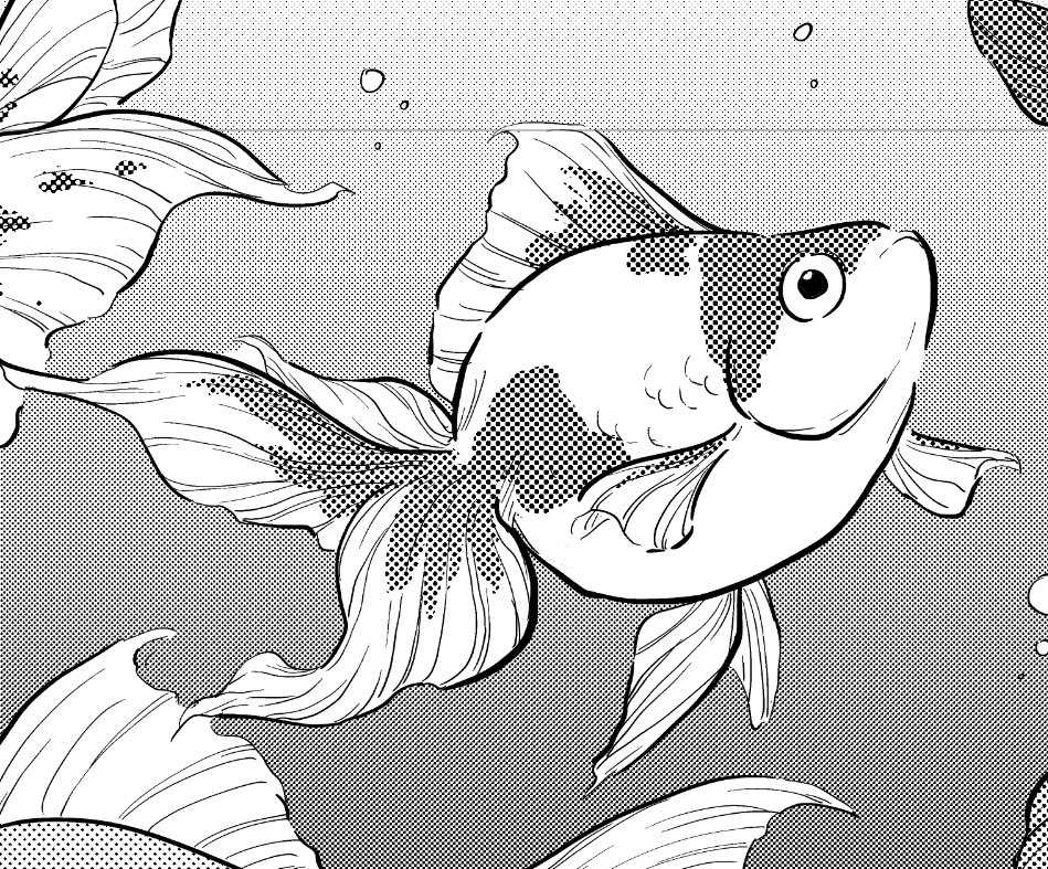 これは11/21コミティアの短編用の金魚さん
もうすぐ作画し終わるので新刊あると思います