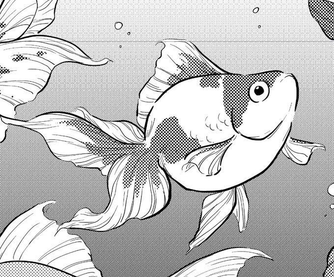 これは11/21コミティアの短編用の金魚さん
もうすぐ作画し終わるので新刊あると思います 
