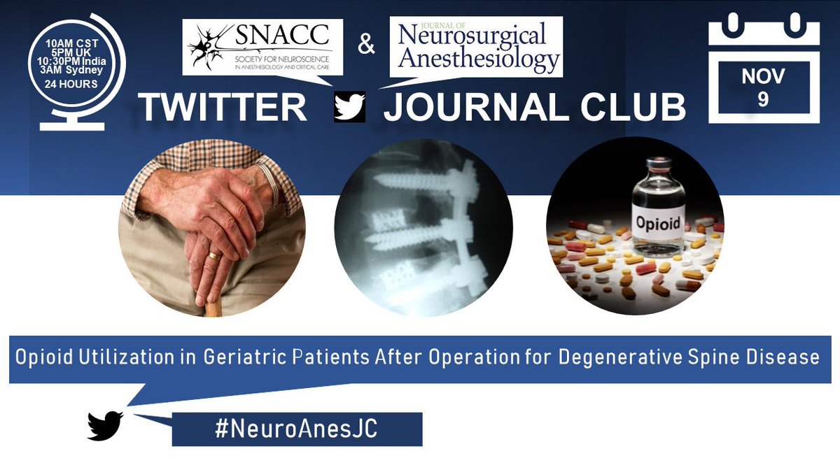 iadedugbe's tweet photo. Mark your calendar for the @SNACCNeuro @JNeurosurgAnes Twitter journal club #NeuroAnesJC on the 9th of Nov. kicks off at 5pm UK time. We will be discussing all things opioids, pain and geriatrics. You can 📖 the paper @ https://t.co/D6LuRJfbTZ @naccs_trainees @naccsuk @asnacc_ph https://t.co/tf5FxtPsFw