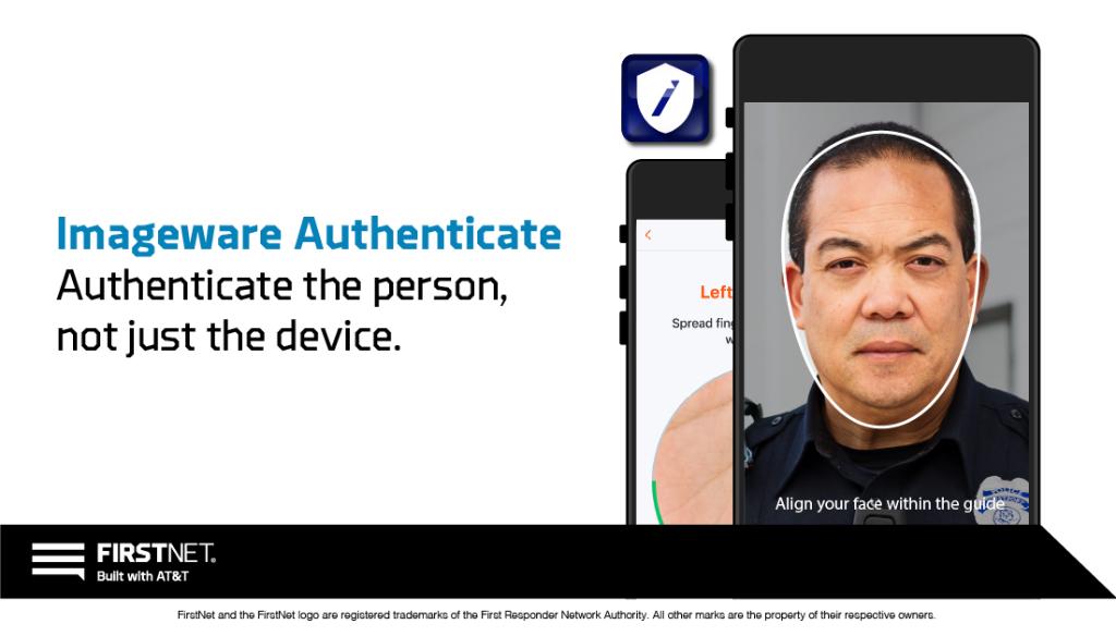 FirstNet's tweet photo. You protect the public—and sensitive data. The FirstNet Verified™ Imageware Authenticate app can help secure your agency’s devices with multifactor authentication using biometric screening. https://t.co/J4YG0fKs7c https://t.co/X4het5ut4i