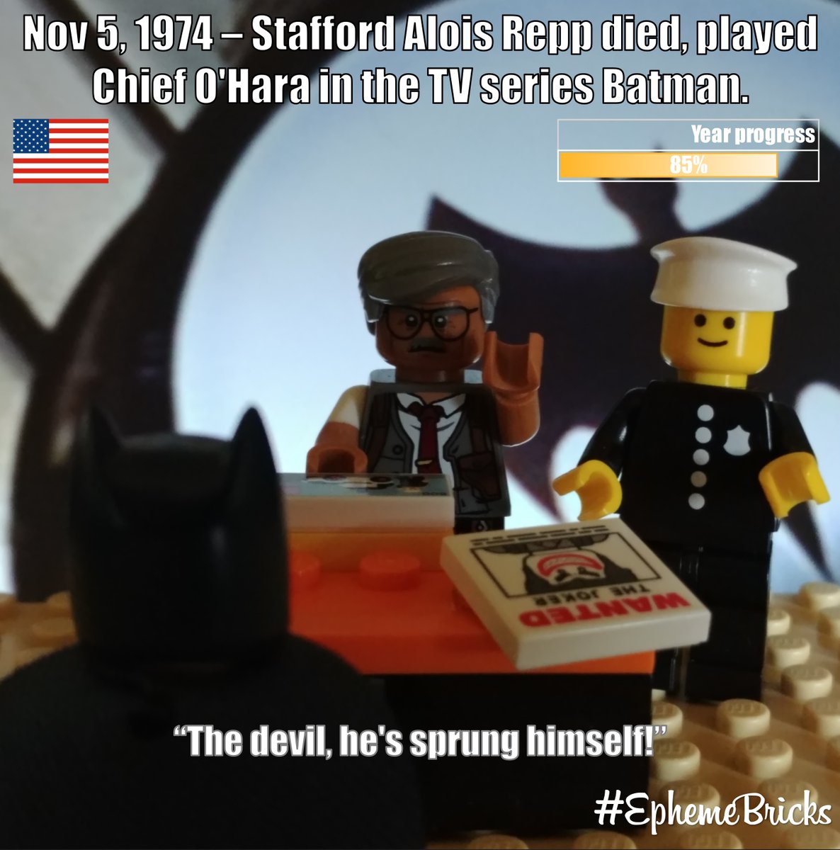 ephemebricks's tweet photo. #Nov5 #1974 - #StaffordRepp died, played #ChiefOHara in the TV series #Batman
#5Nov 1974 - Muere Stafford Alois Repp, interpretó al jefe #OHara en la serie de #TV Batman.
The #devil, he is sprung himself!
---
#5deNoviembre #DC #LegoDC #dcu #dcue #joker #comissionergordon https://t.co/wser7wdExK