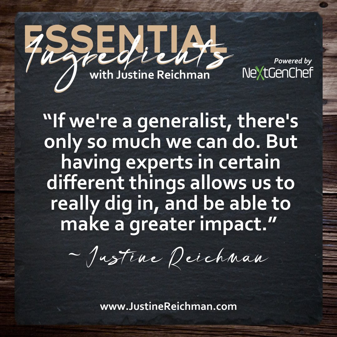 _NextGenChef's tweet image. “If we're a generalist, there's only so much we can do. But having experts in certain different things allows us to really dig in, and be able to make a greater impact.” -Justine Reichman

Make sure to listen to this week’s episode as @_NextGenChef sits with @MaximilianBade 🤗