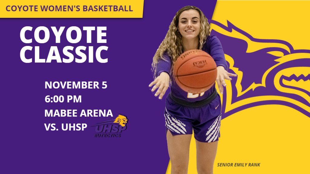 kwucoyotes's tweet photo. KWU hosts the Coyote Classic this weekend
🏀: @kwuwbb vs University of Health Sciences and Pharmacy in St. Louis
🗺️⏲️: Mabee Arena, 6:00
📺: @Coyote_SN at https://t.co/400h7a4ili
🎙️: @JBane87 
📊: https://t.co/mWiUxPNlbD
🎟️: https://t.co/xmv8xqZcRv
#⃣: #rollyotes🐺 https://t.co/mPSqdValkw