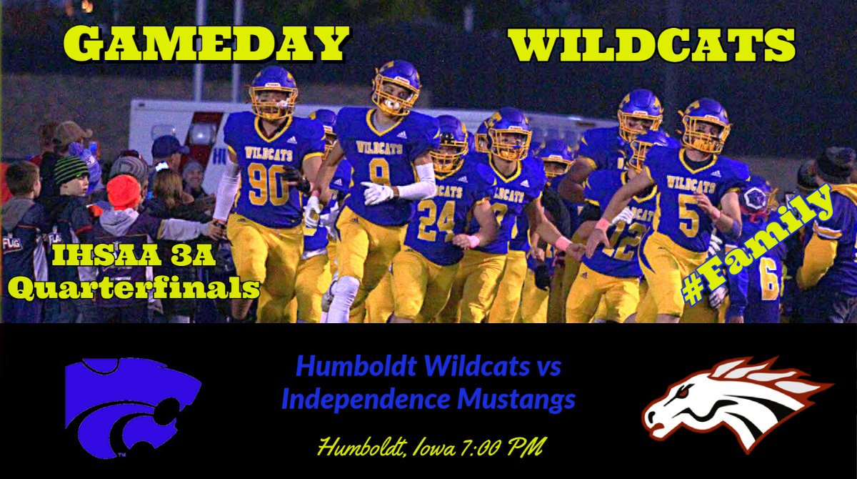 Game Day!
3A Quarterfinals vs. Independence
@ Mason Maach Field
7 pm Kickoff
Listen live on <a href="/977thebolt/">97.7 The Bolt</a> to <a href="/AlexBenzegala/">Alex Benzegala</a> and <a href="/BradyR36/">Brady Ross</a> 
Livestream on youtube.com/channel/UCl5pY…
#CatsFamily