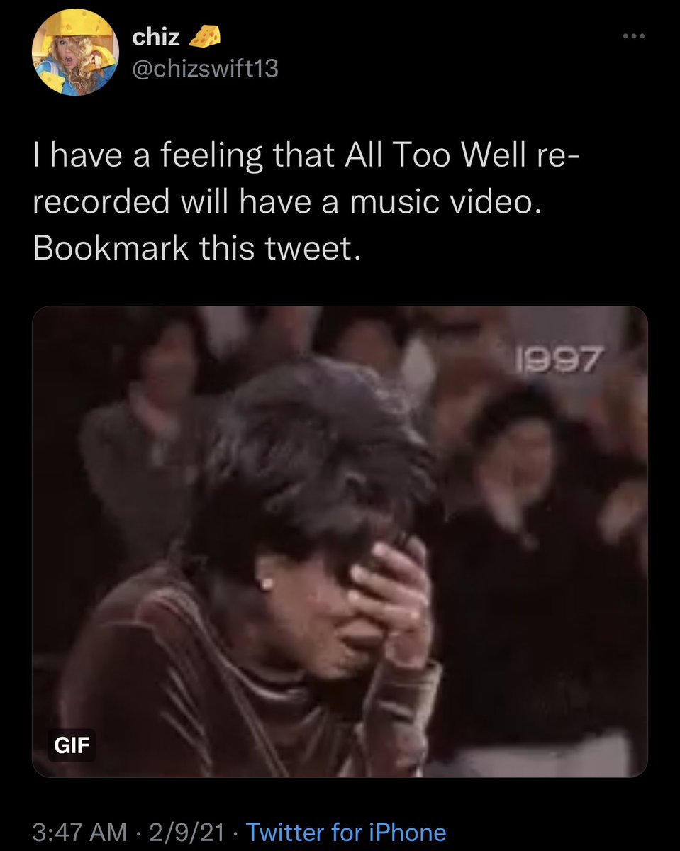 folksreputation's tweet photo. Not @chizswift13 predicting it last Feb 9,2021. It’s not a music video but he’s close!

#RedTaylorsVersion https://t.co/y1UaPUafzJ