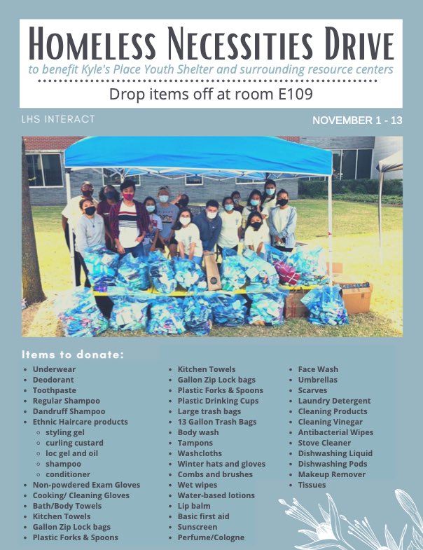 farmersinteract's tweet photo. Our necessities drive is ongoing and we would appreciate any donation made to room E109 for any of the items listed below. #gofarmers #lhsinteract https://t.co/CYQXdD717n