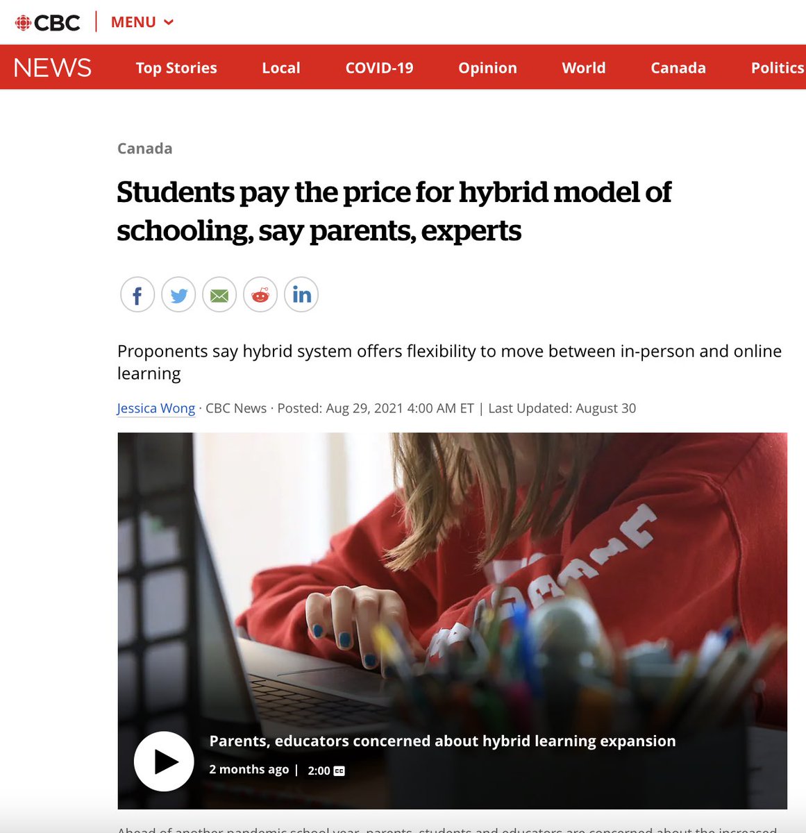 ItsJustMe_LisaD's tweet photo. I took screenshots of a few (of many!) articles discussing the negative impacts of hybrid learning. How many more will be required for the government and school boards to get the picture? #NoHybridNo150 https://t.co/LAap5OsueH