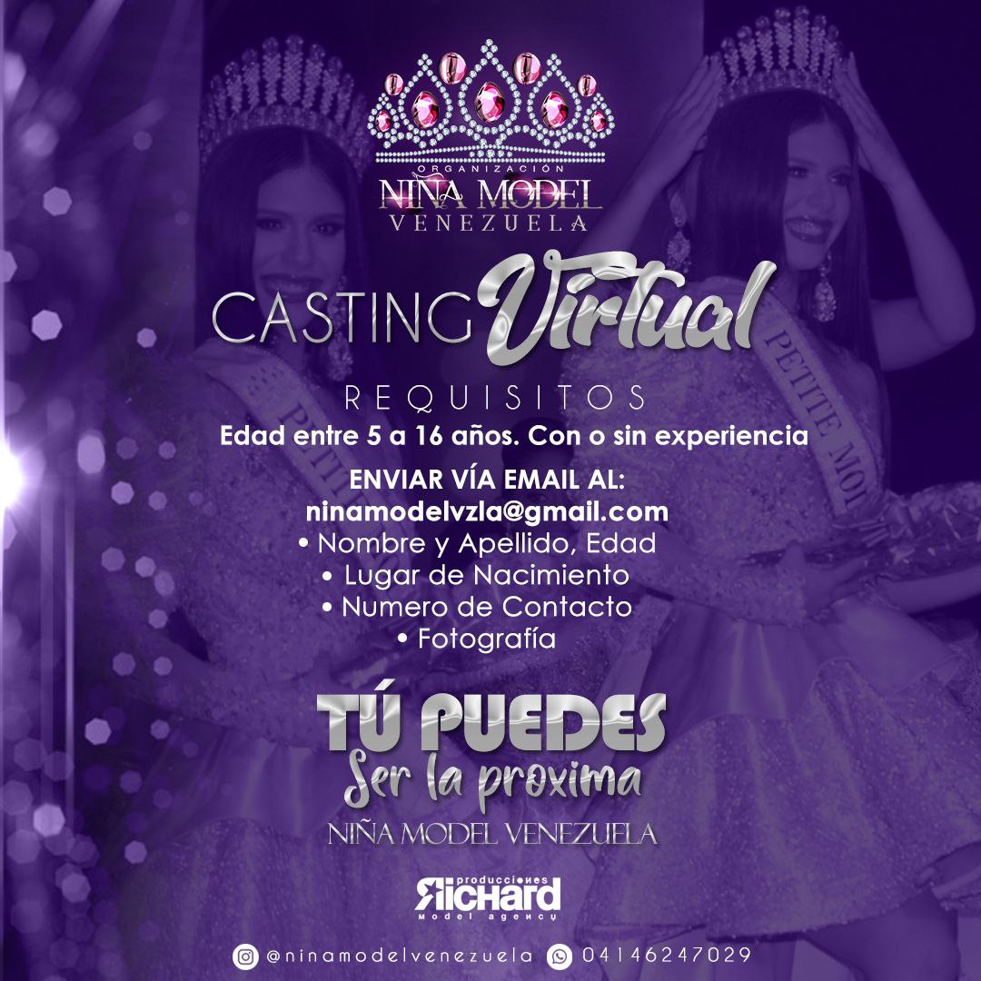 richardprod's tweet photo. Atrévete a vivir una gran experiencia 👑 Niña Model Venezuela 2022👑 Rumbo al Mini Universo 2022 ( @miniuniversoorg)

✨CASTING VIRTUAL✨

Para formalizar tu inscripción solo debes de escribir a nuestro correo electrónico: ninamodelvzla@gmail.com 📩 https://t.co/pk5YN440sD https://t.co/i7NwrdQFxh