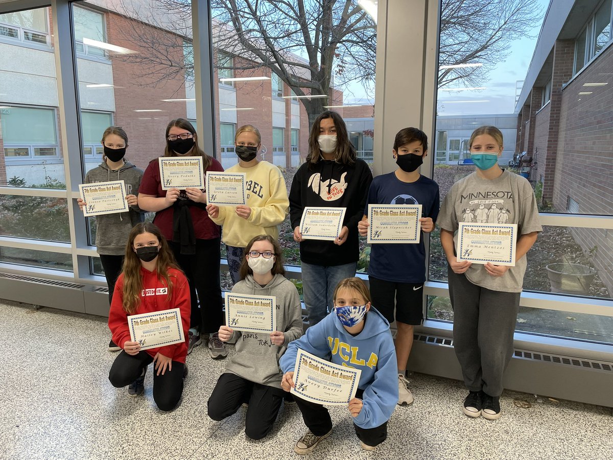 mn_hastings's tweet photo. HMS October Class Act Awards! These 5, 6, 7, and 8th graders were awarded by their teachers as a person who is a great role model for safety in our school! Thanks for living the Raider Way! https://t.co/4Or6ksdkn7