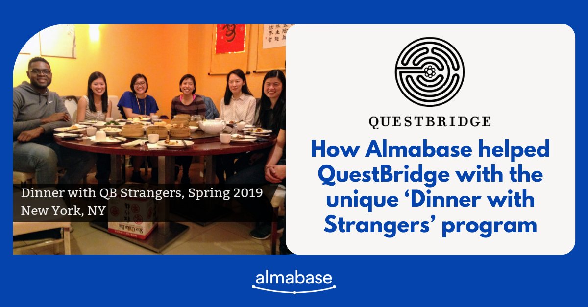 almabaseapp's tweet image. Here&apos;s how Almabase helped QuestBridge with ‘Dinner with QuestBridge Strangers’ program: hubs.la/H0-GvQ-0

#AlumniManagement #AlumniCentricity #Fundraising #TheAlumniWay #AlumniPotential #DinnerwithStrangers