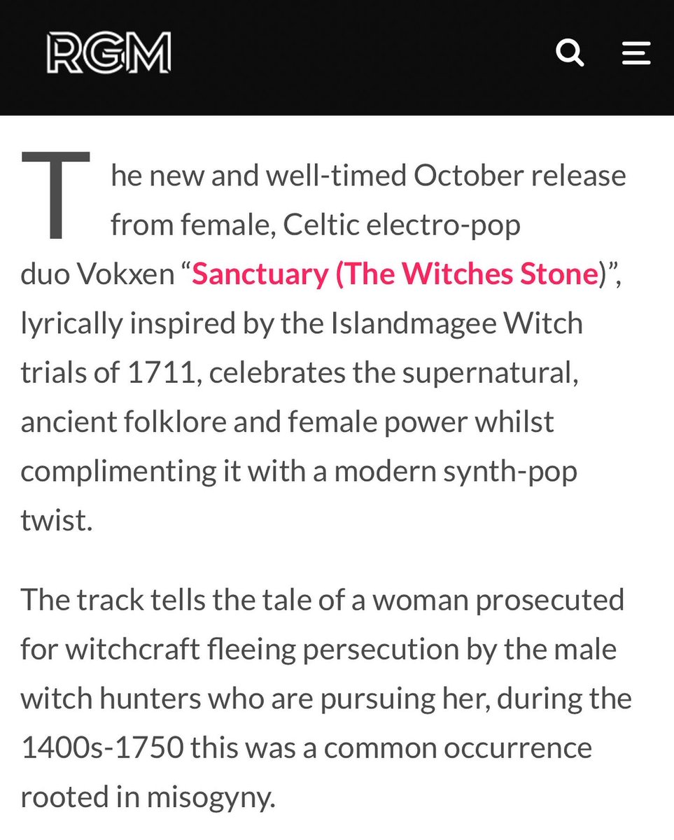 🔮REMEMBER REMEMBER 5TH NOVEMBER🎭 Thanks <a href="/RGMMAGAZINE/">RGM</a> for featuring us. Still buzzing &amp; riding this glorious release wave 🌊 for our recent single ‘Sanctuary (The Witches Stone)’ 🪨 x

Music Video:
m.youtube.com/watch?v=8E2yfb… 

Full Magazine Article:
rgm.press/vokxen-release…